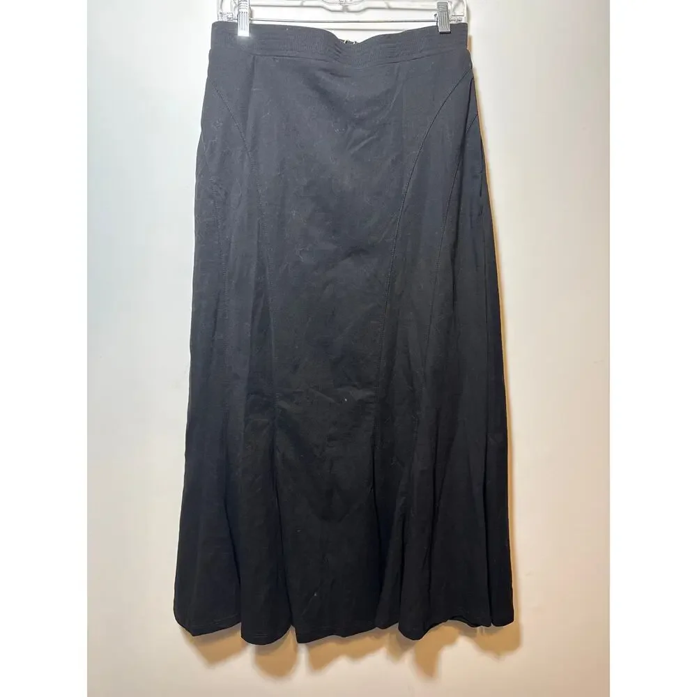 New OGLCotton Linen Wrinkle-resistant Cotton-linen Pull-on Midi Skirt Black XS